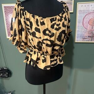 Sugarlips Black and Tan Animal Print Blouse size M